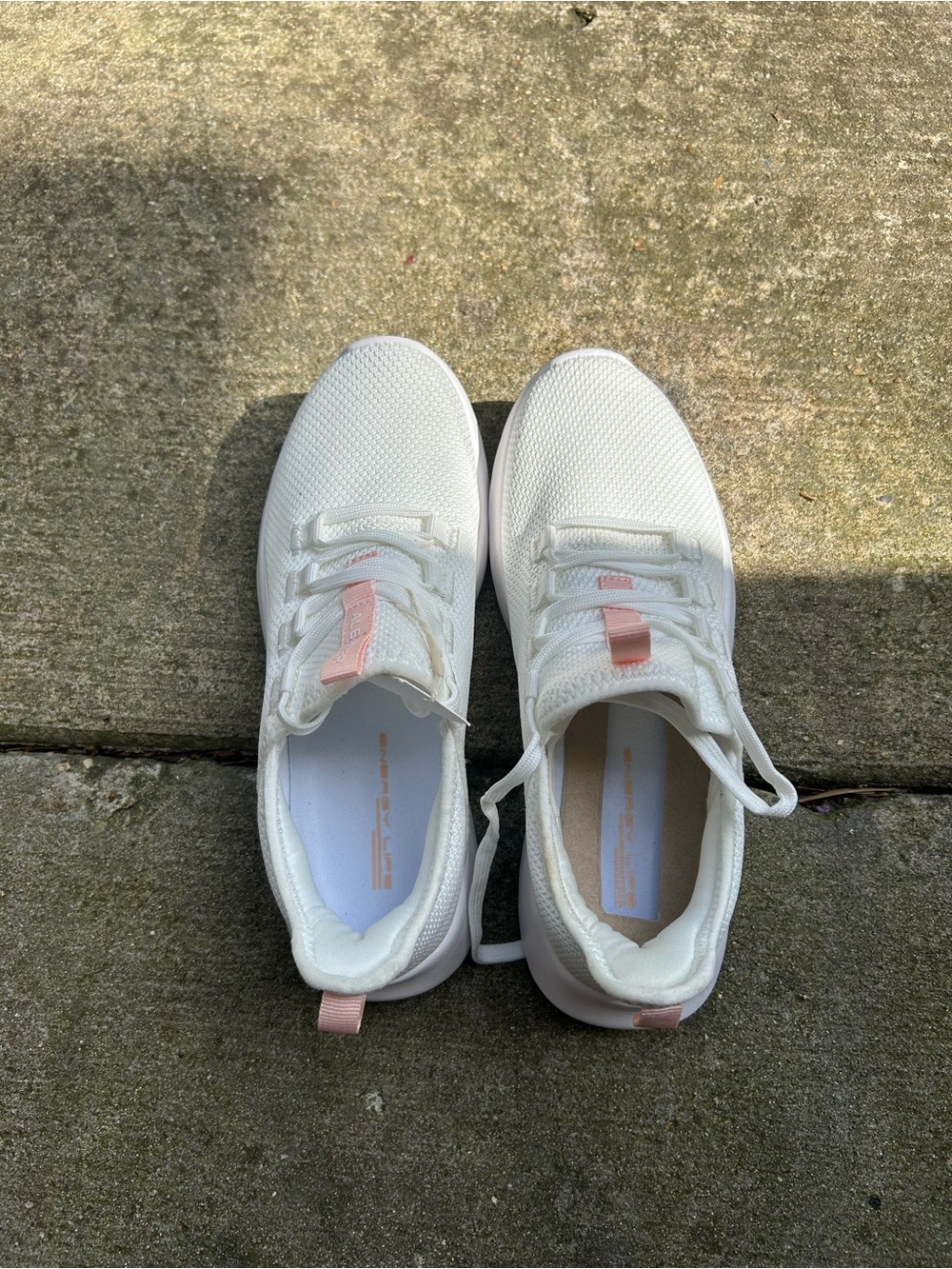 Everyday White Knit Sneakers with Soft Pink Accents